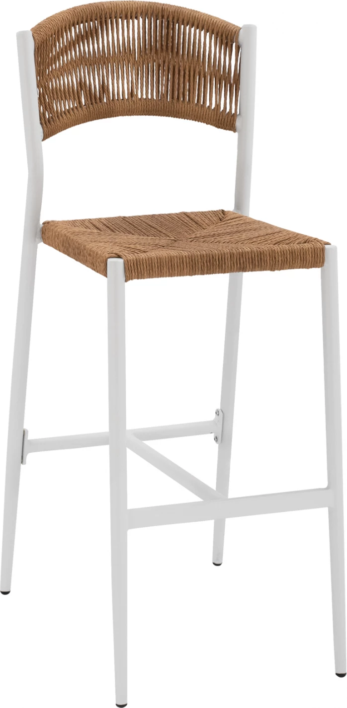 Aluminijasti barski stol v beli barvi s PE vrvjo bež FH5789.01 45,5x56x111 cm