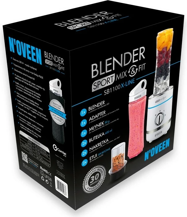 Blender za namizje Noveen Sport Mix & Fit SB1100 X-LINE, 0,6 L, 300 W, bel