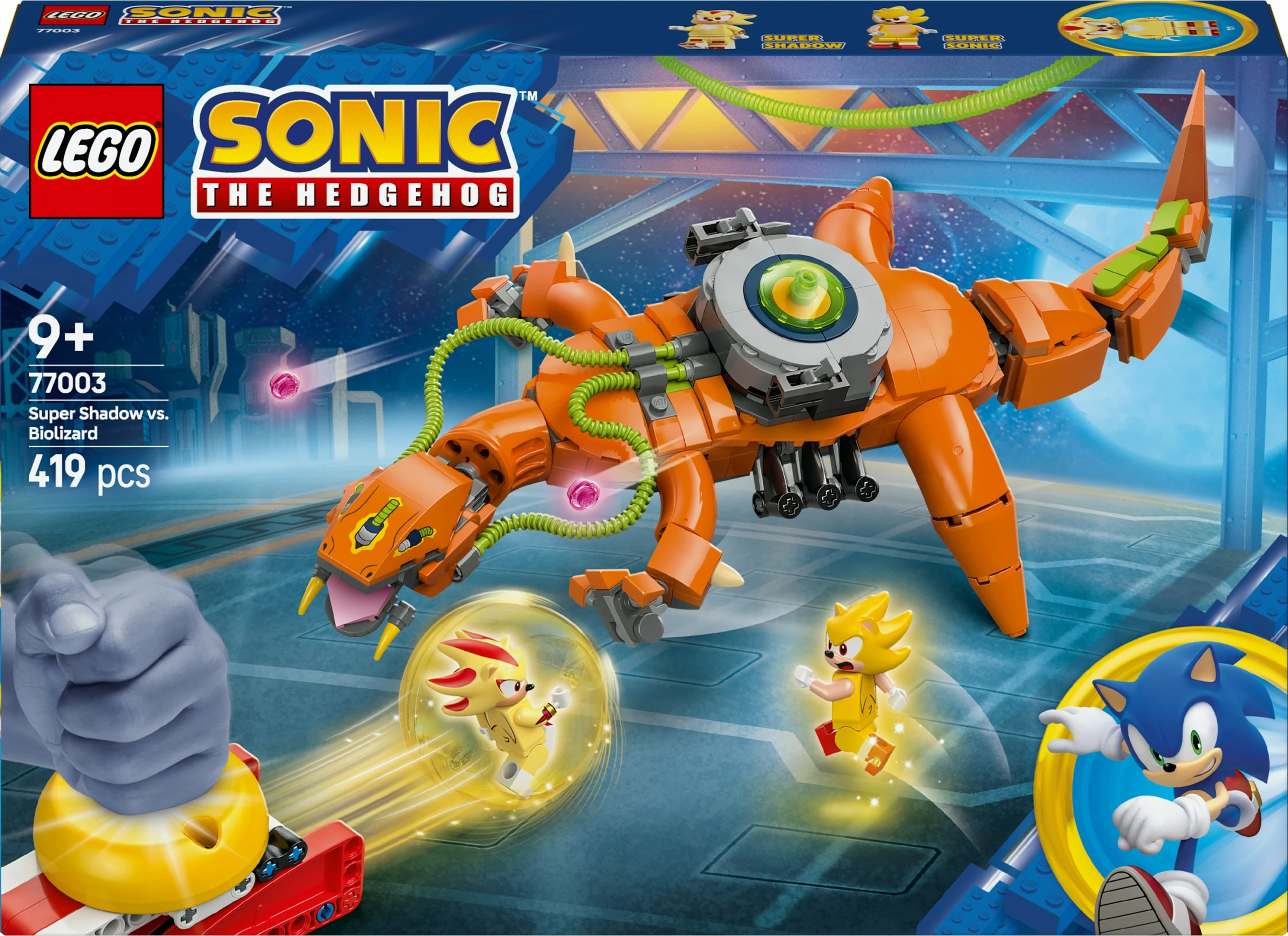 Set za sestavljanje Super Shadow vs. Biolizard LEGO Sonic the Hedgehog 77003, 419 kosov, večbarven