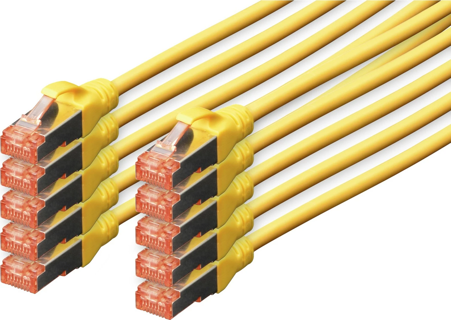 Omrežni kabel Cat6 Digitus, 1 m, S/FTP, RJ-45, paket 10 kos, rumen