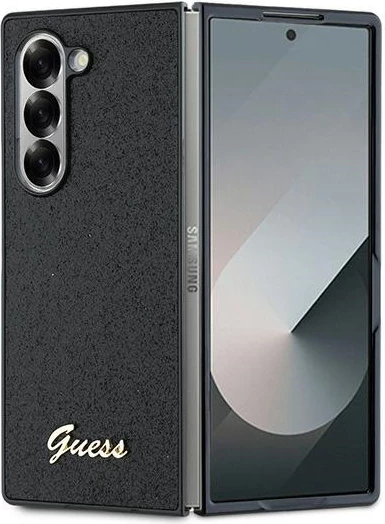 Zaščitni ovoj z bleščicami Guess 4G Glitter Script za Samsung Galaxy Z Fold 6, črn
