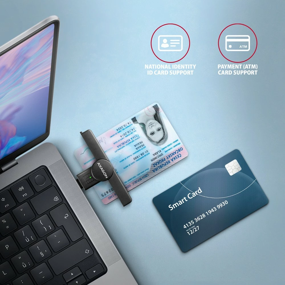 Pameten čitalec kartic AXAGON CRE-SMPC, USB-C, črn Pameten čitalec kartic AXAGON CRE-SMPC, USB-C, črn