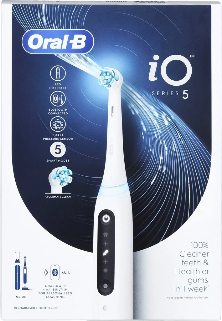 Električna zobna ščetka Oral-B iO5 Quite White, Braun
