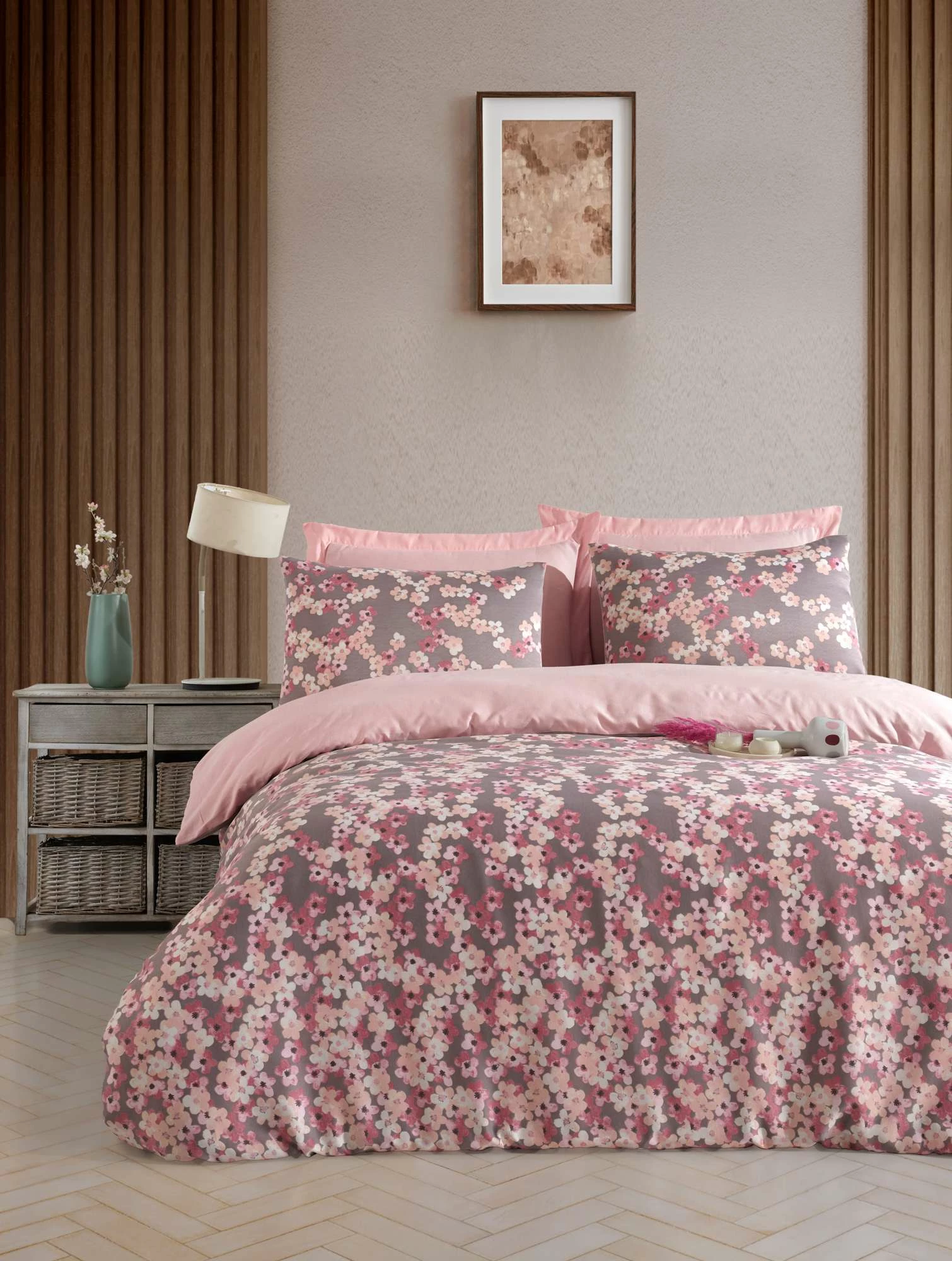 Komplet satenske prevleke za enojno odejo, Piti Yaprak, vijolična