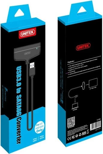 Adapter USB 3.0 na SATA III za HDD/SSD 2,5", Unitek Y-1096, črn