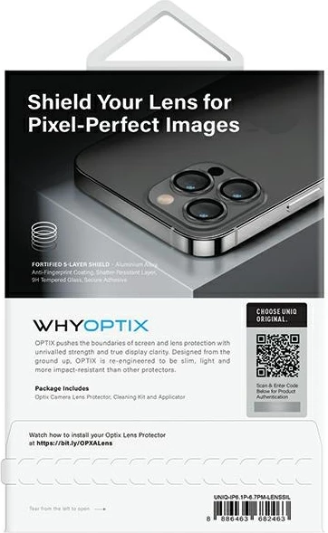 Zaščita leč za iPhone 14 Pro / 14 Pro Max, UNIQ Optix, aluminij, srebrna