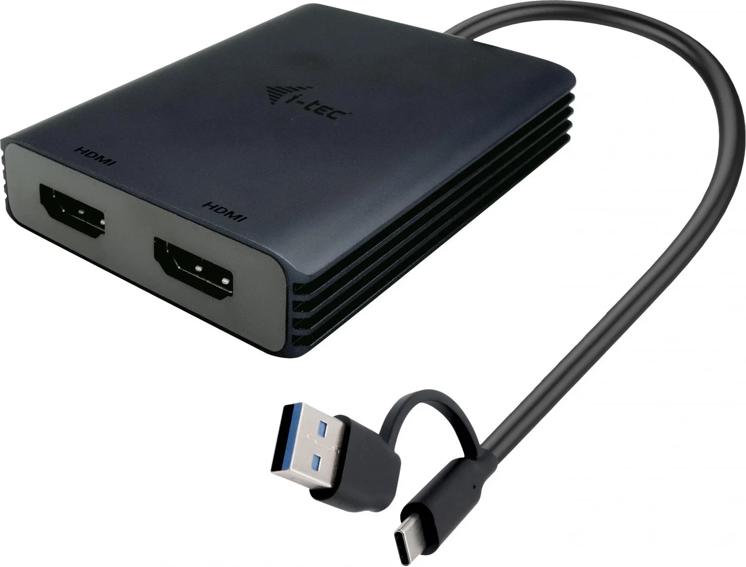 Video adapter i-tec USB-A/USB-C Dual 4K/60 Hz DisplayPort, črn