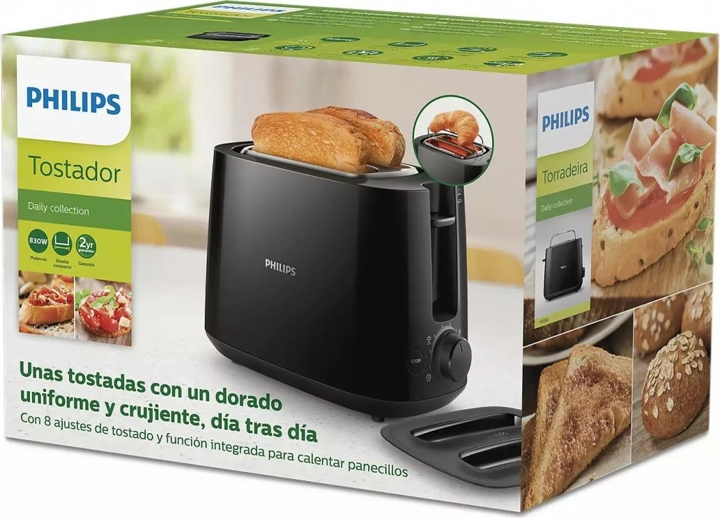 Toaster, 2 rezini, črn Philips HD2582/90 Toaster, 2 rezini, črn Philips HD2582/90