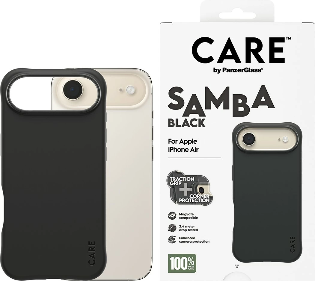 Ovitek PanzerGlass CARE Samba MagSafe za iPhone Air, črn