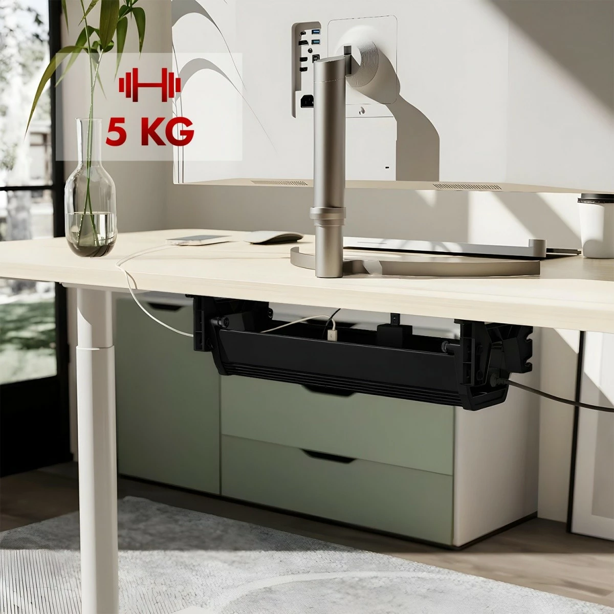 Organizator kablov pod mizo Maclean MC-106B, črn