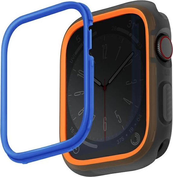 Ovitek za Apple Watch Uniq Moduo 44/45 mm, oranžno-modra, komplet z 2 okvirjema
