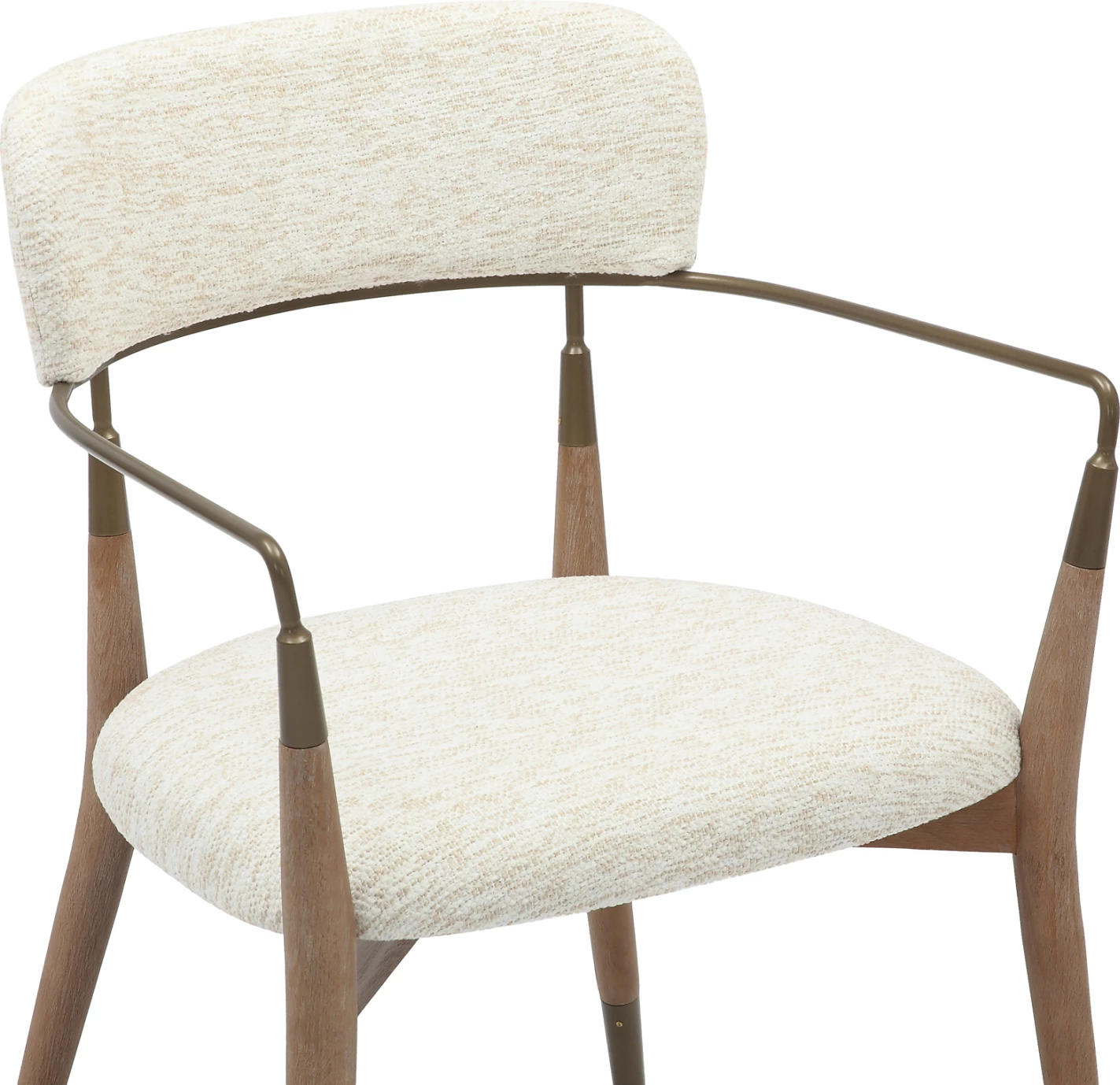 Jedilniški naslanjač ROY FH9978.01 bukove noge-kovinske roke-tkanina v barvi ecru 51x48x77,5Hcm, set 2 kosov