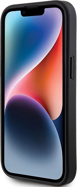 Ovitek za telefon s bleščicami, Guess Glitter Script Big 4G za iPhone 15, črn