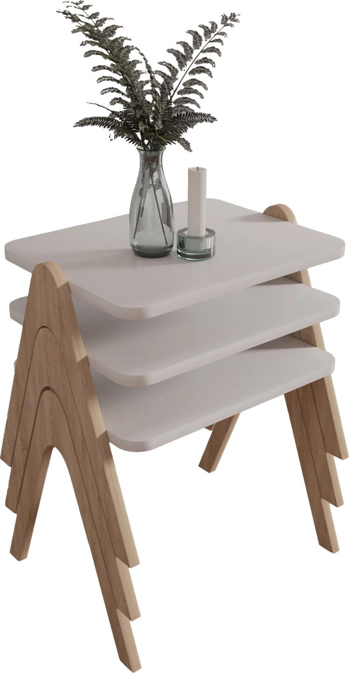 Pomožne mize 3-delni set REACHER FH18176.01 melamin v sonama-beli 40x30x40Hcm