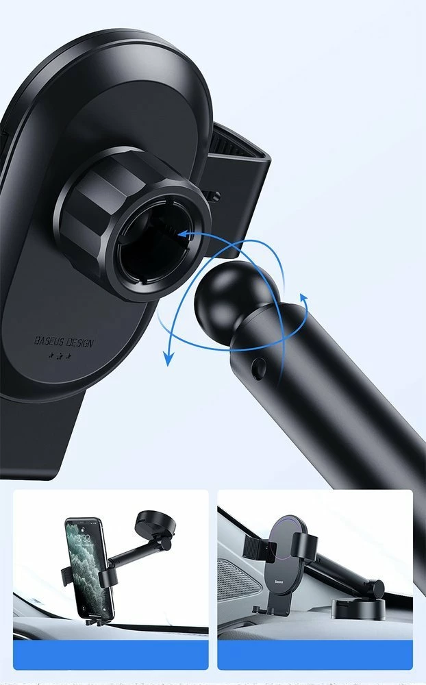 Teleskopski gravitacijski nosilec za steklo ali armaturno ploščo, Baseus SUYL-JY01, črn
