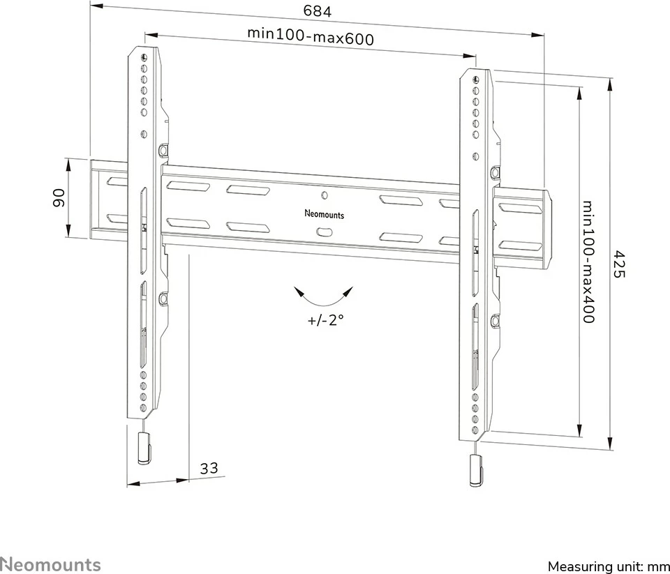 Stenski nosilec za TV Neomounts WL30S-850BL16, fiksni, jeklo, 42–86 in, črn Stenski nosilec za TV Neomounts WL30S-850BL16, fiksni, jeklo, 42–86 in, črn