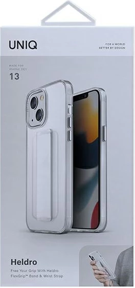 Ovitek za telefon UNIQ Heldro za iPhone 13, prozoren, z zapestnim trakom