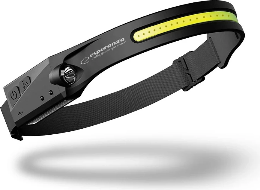 Čelna svetilka Esperanza EOT067, LED, senzor, plastika, črna