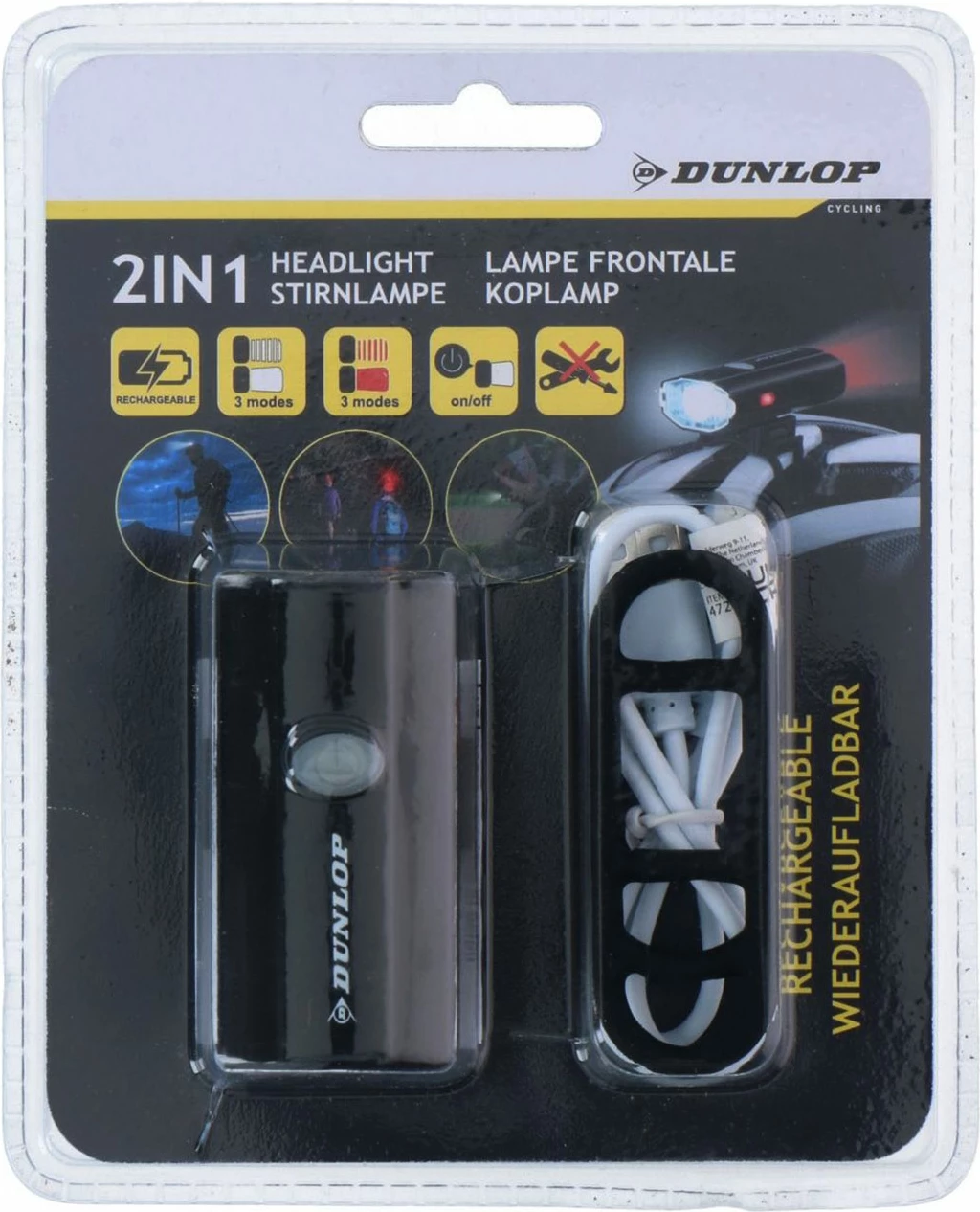 Kolesarska luč, črno-bela Dunlop