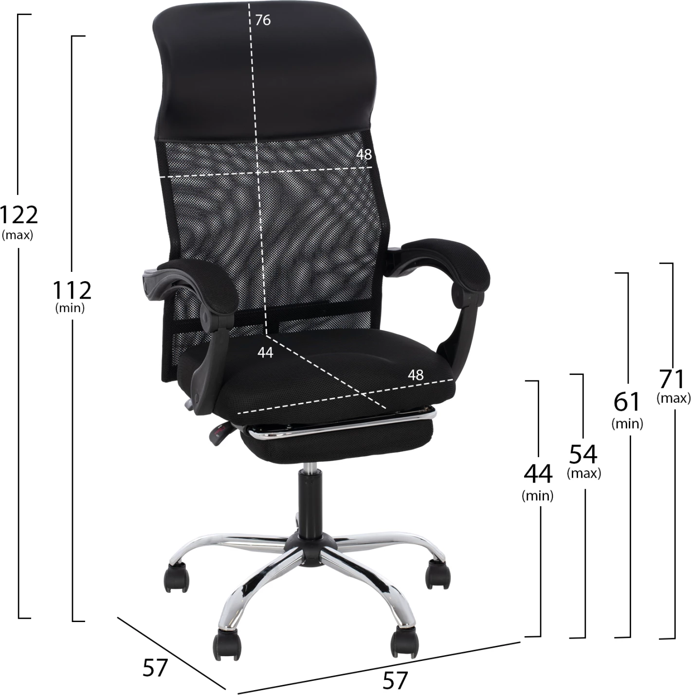 Pisarniški stol črne barve FH1159.01 57x57x122 cm