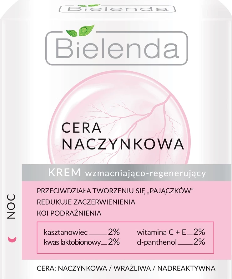Nočna krema za obraz za krepitev in regeneracijo kapilar Bielenda Broken Capillaries, ženske, 50 ml