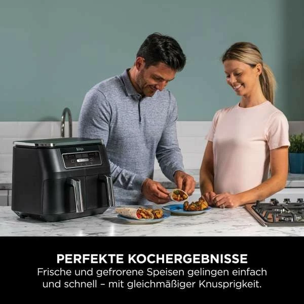 Air fryer Ninja Foodi AF200EU, 7,6 L, 2 košari, 2400 W, črn