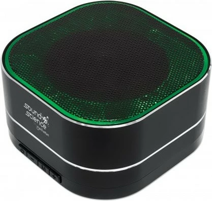 Prenosni zvočnik MANHATTAN Sound Science Metallic LED, Bluetooth 5.0, mikrofon, FM radio, MicroSD, črn