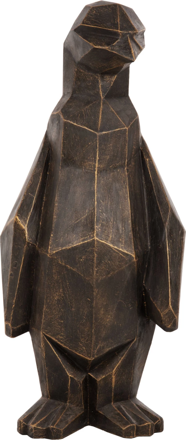 Talna dekoracija pingvin FH7914 GRC v črni patini z zlatimi detajli 45x45x100H cm