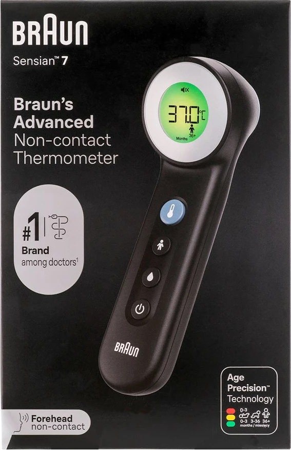 Brezstični termometer za čelo Braun BNT400B, LCD, črn