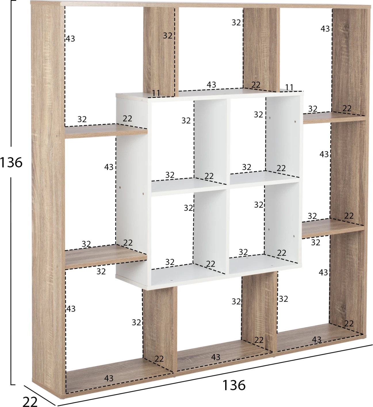 Knjižna omara Brody FH8771.01 136X22X136 bela