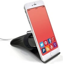 Aluminijasti nosilec za telefon in Apple Watch TerraTec 169981, črn