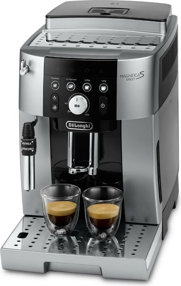 Polavt. espresso z zmletjem De’Longhi Magnifica S Smart, 1.8 L, zrno ali mleta kava, vgrajen mlinček, črno/srebrna