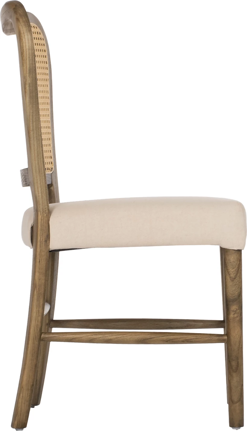 Stol iz lesa Toon z naslonom iz ratana in sedežem iz blaga FH9406.04 47x52x91.5Hcm