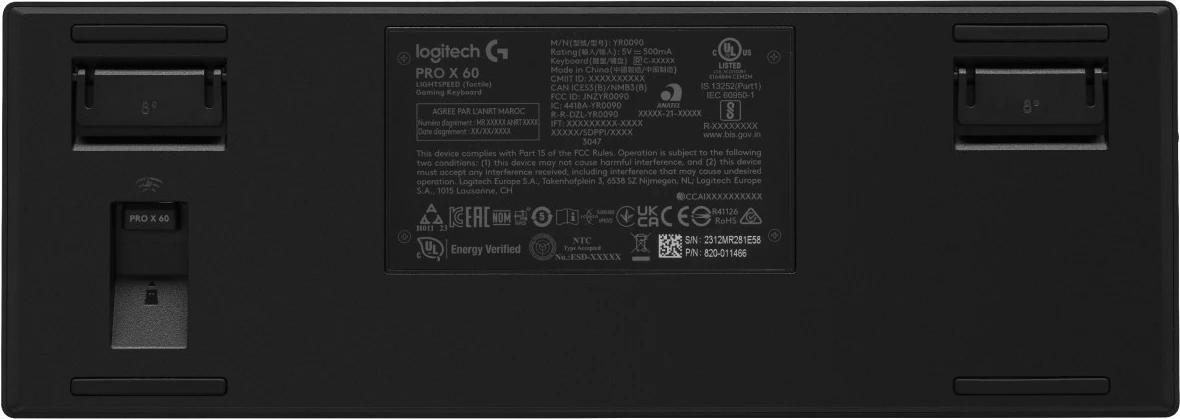 Tipkovnica za igre Logitech PRO X 60 TKL LIGHTSPEED, brezžična, črna