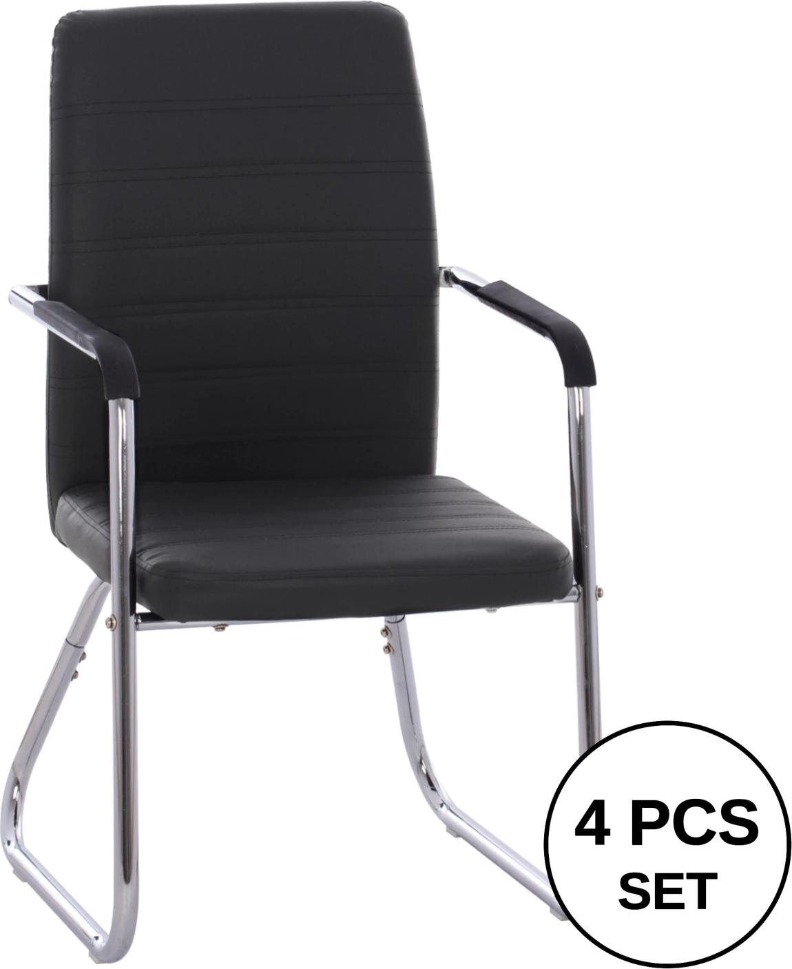 Konferenčni stol FH1021.01 z rokami in črnim PU 54x60x94 cm, set 4 kosov