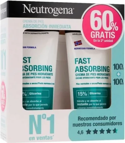 Krema za noge Immediate Absorption Neutrogena, 2x100 ml, unisex