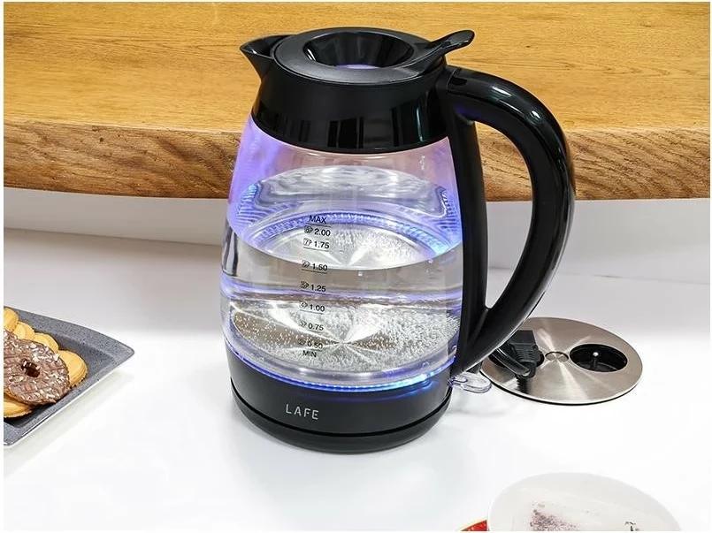 Električni čajnik 2 L, 2200 W, steklo, črn — Lafe Essential XL LAFCZA47573