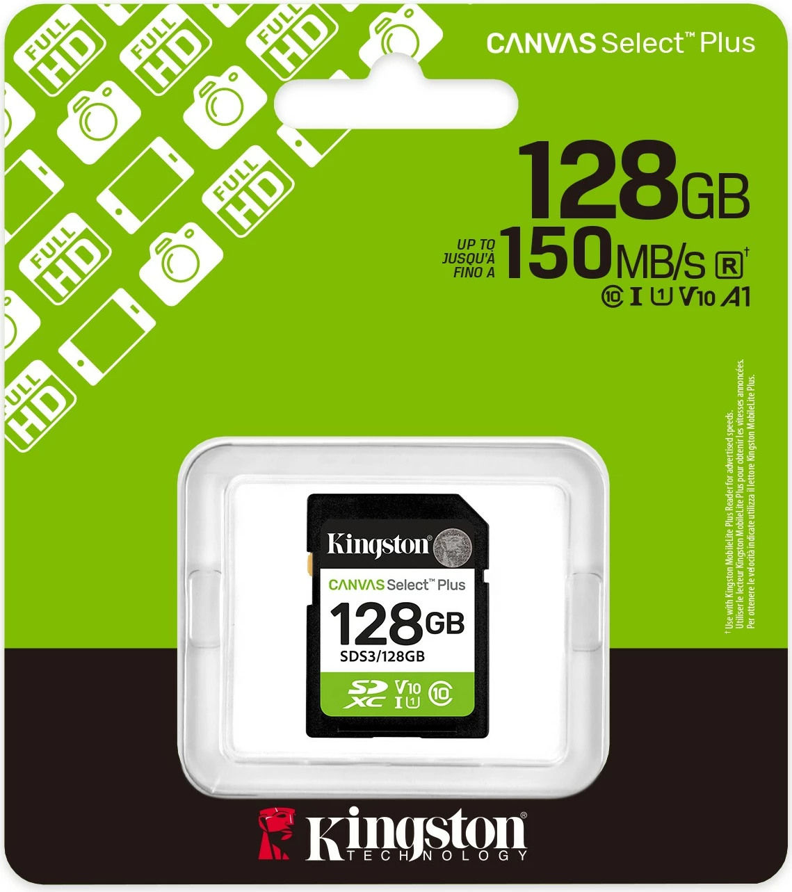 Pomnilniška kartica 128GB SDXC Canvas Select Plus Kingston, 150 MB/s