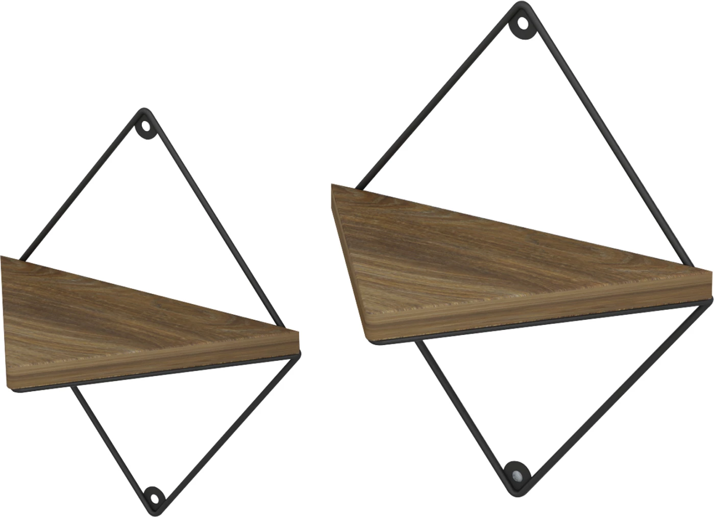 Stenske police 2-delni set EVERLEIGH FH8951.11 črna kovina-melamin v naravni barvi 22x13x30Hcm