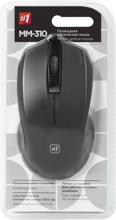 Žična miška Defender MM-310, USB, 1000 DPI, črna