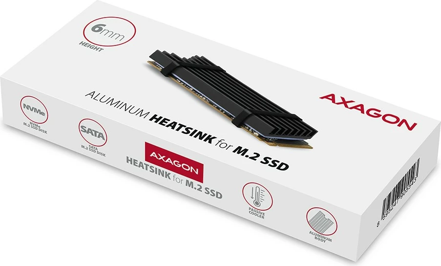 Pasivni radiator za SSD M.2, alumin, 22x80 mm, črn, AXAGON CLR-M2L6 Pasivni radiator za SSD M.2, alumin, 22x80 mm, črn, AXAGON CLR-M2L6