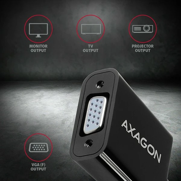 Aktivni adapter HDMI v VGA, AXAGON RVH-VGN, črn Aktivni adapter HDMI v VGA, AXAGON RVH-VGN, črn