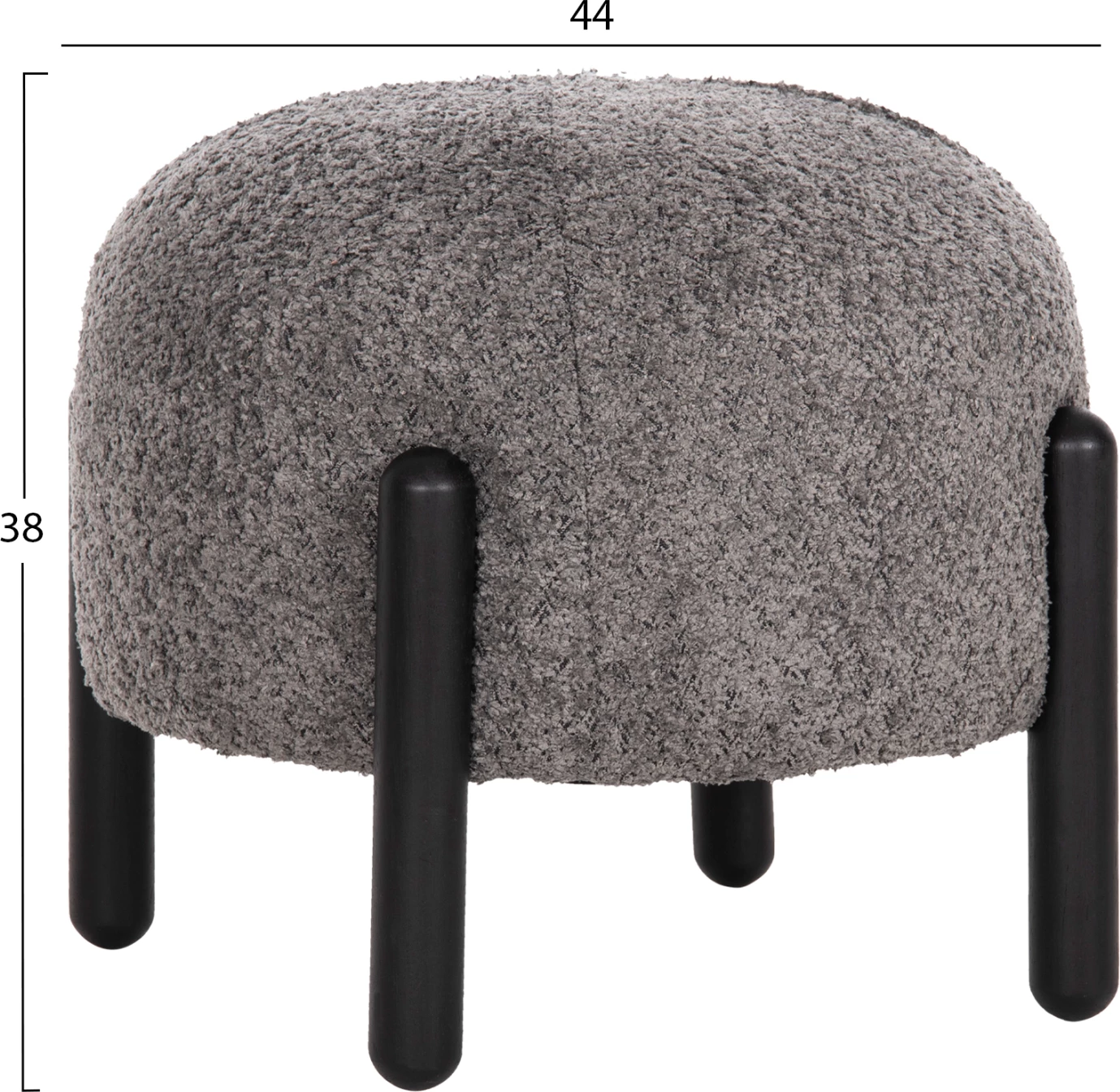 Okrogli stol EWAN FH9596.01 iz sive boucle tkanine s črnimi kovinskimi nogami Φ45x36Hcm