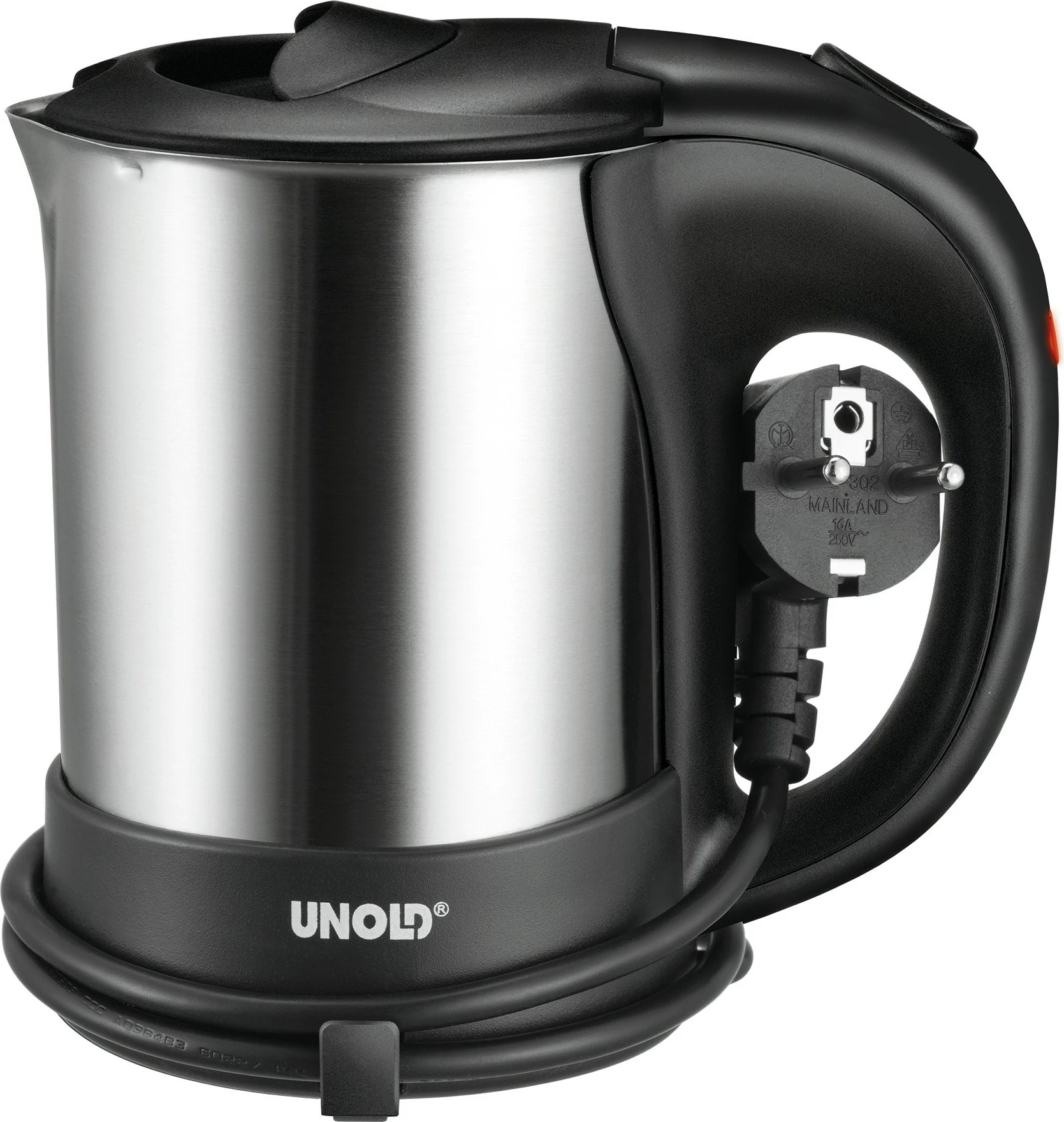 Električni ibrik, UNOLD 18575, 0,5 L, iz nerjavečega jekla, črn
