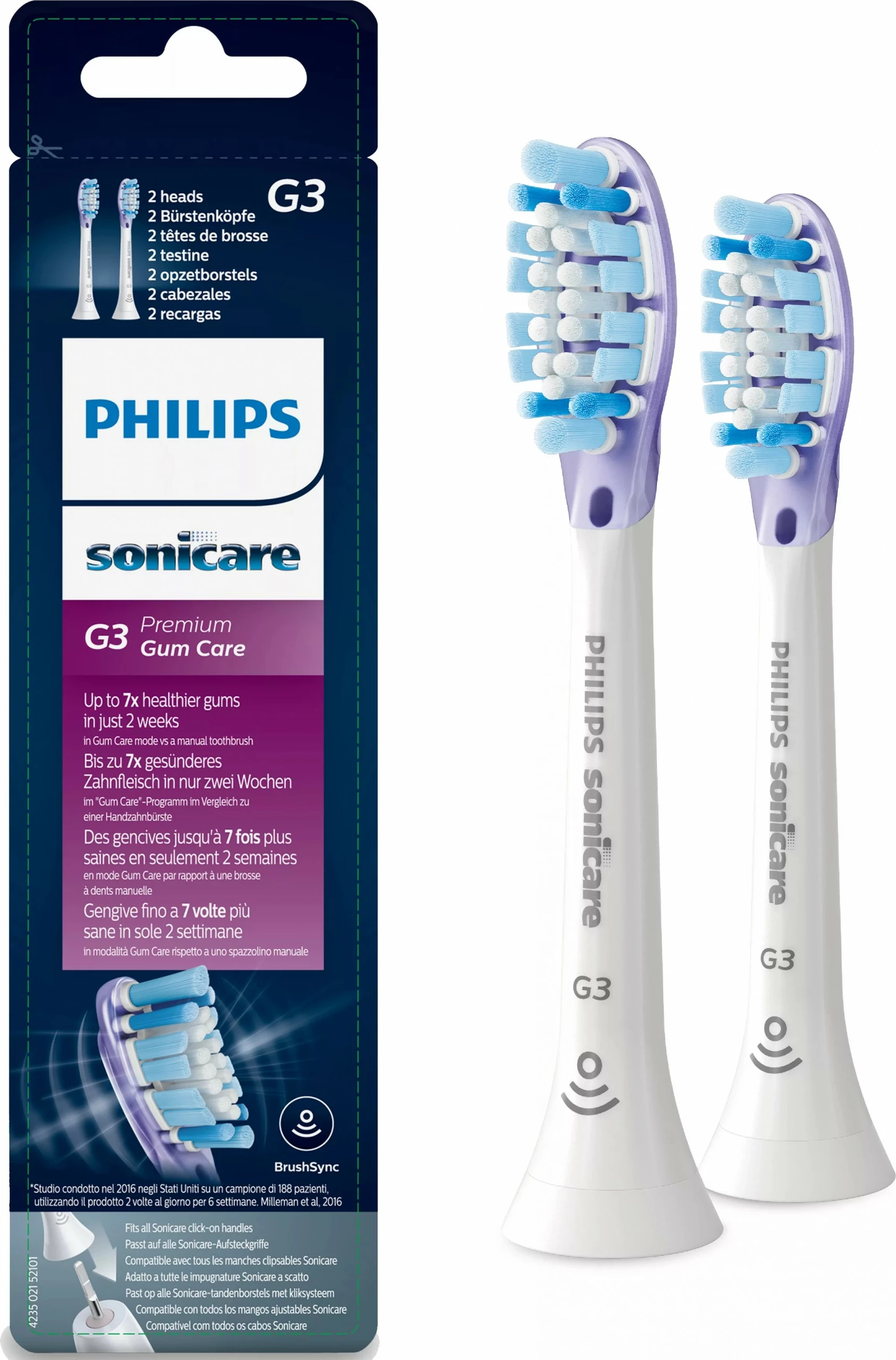 Kužna glava za nego dlesni Philips Sonicare G3 Premium Gum Care HX9052/17, 2 kosa, bela