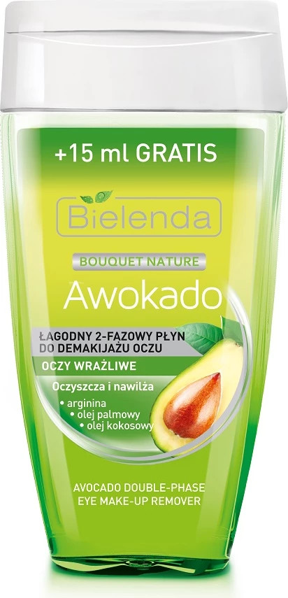 Dvofazni odstranjevalec ličil za oči Avocado Gentle Bouquet Nature, Bielenda, za ženske, 140 ml