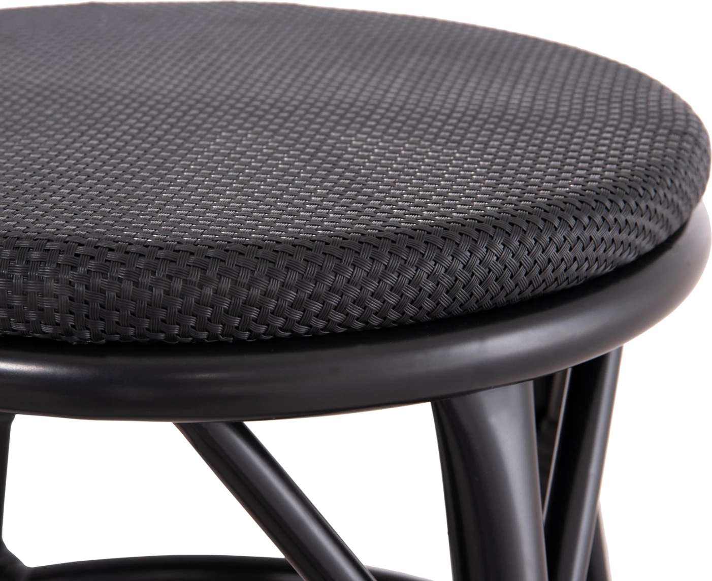 Aluminijasti okrogli stol CHINO FH6285.02 videz bambusa & tekstilen v črni barvi Φ36x46Hcm