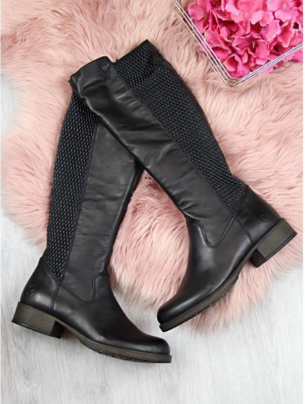 Visoke usnjene čizme za ženske Rieker, črne Visoke usnjene čizme za ženske Rieker, črne