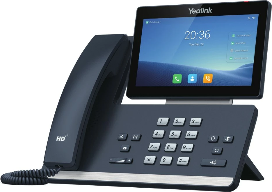IP telefon z zaslonom na dotik 7", 1000 stikov, Wi‑Fi, Bluetooth, Yealink SIP‑T58W, siva, slušalka z napeljavo