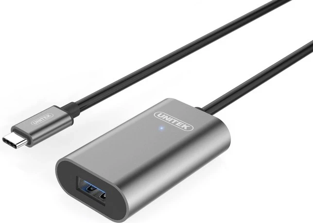 Aktivni USB-C kabel Unitek, črno-srebrn, 5,0 m